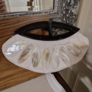 Vintage Silk Mother Of Pearl Clutch Purse